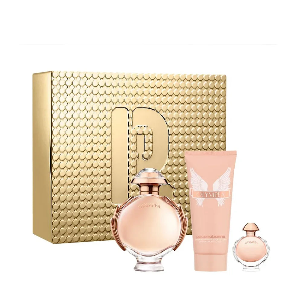 Paco Rabanne Olympea 3 Pcs Set For Women: 2.7 Eau De Parfum Spray + 3.4 Body Lotion + 0.2 Eau De Parfum Mini