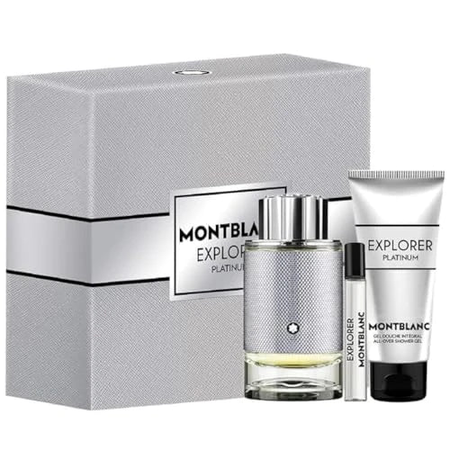 Mont Blanc Explorer Platinum 3 Pcs Set For Men: 0.25 Eau De Parfum Spray + 1 Oz Face Cream + 1 Oz Cleansing Gel