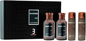 Bharara King for Men 4 Pc Set( : 3.4oz EDP Spray  + 5oz B/L + 3.4oz A/S  + 5oz S/G ) for MEN