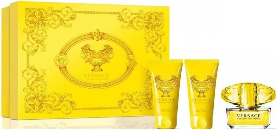 VERVE5200635
8011003899838
Versace Yellow Diamond 4 Pcs Set For Women: 3 Oz Eau De Toilette Spray + 3.4 Shower Gel + 3.4 Body Lotion + 5 Ml Eau De Toilette Mini