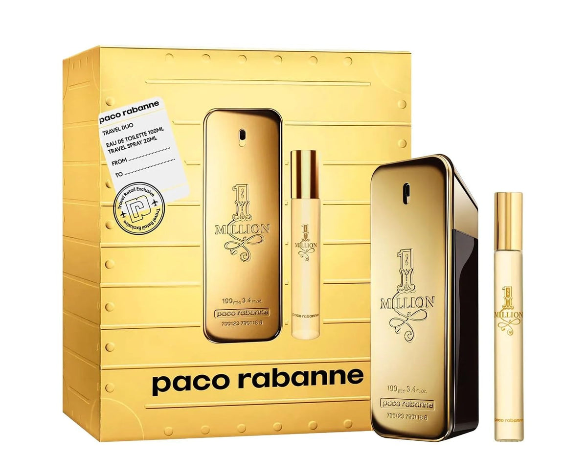 Paco Rabanne One Million 2 Pcs Set For Men: 3.4 Eau De Toilette Spray + 0.68 Eau De Toilette Spray