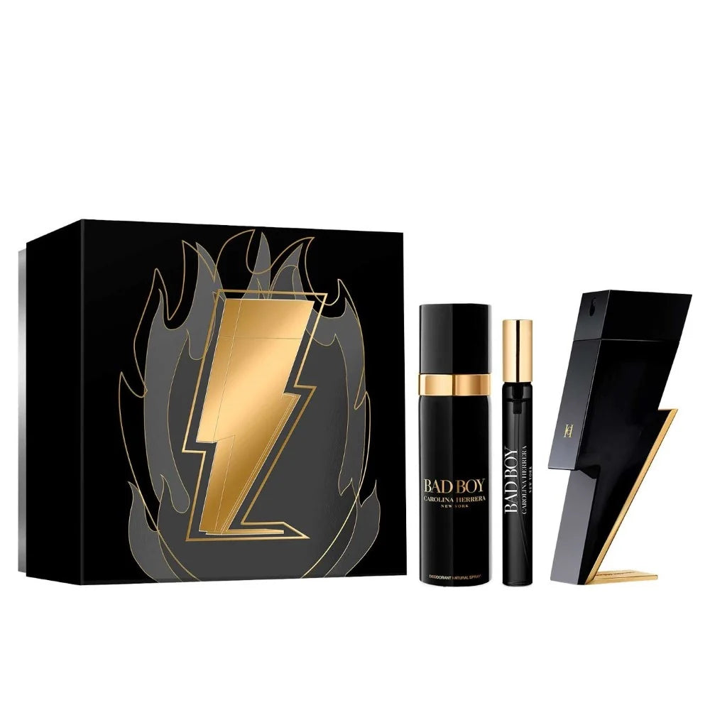 Carolina Herrera Bad Boy 3 Pcs Set: 3.4 Eau De Toilette Spray+ 0.34 Eau De Toilette Spray + 3.4 Deodorant Spray