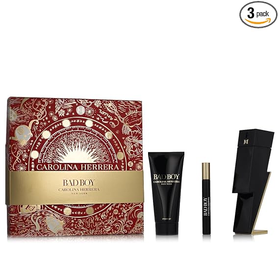 Carolina Herrera Bad Boy 3 Pcs Set: 3.4 Eau De Toilette Spray+ 0.33 Oz Eau De Toilette Spray + 3.4 Shower Gel