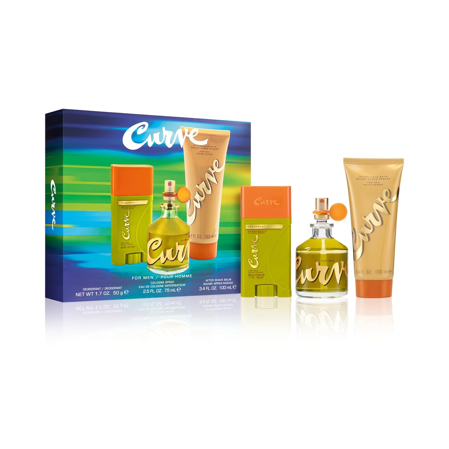 LC288499
719346841658
Curve 3 Pcs Set For Men: 2.5 Cologne Spray + 1.7 Deodorant Stick + 3.4 After Shave Balm