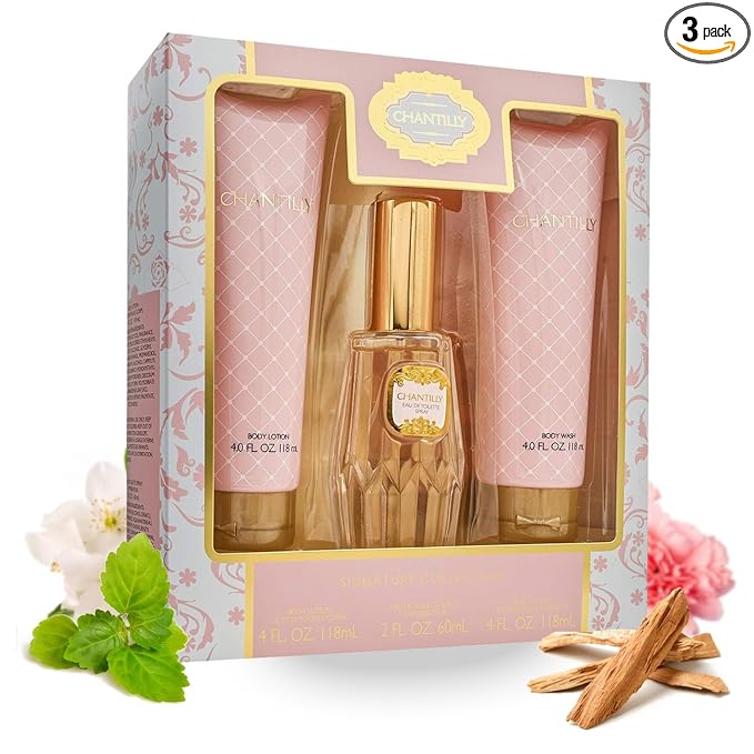 DANA180103
046447180103
Chantilly 3 Pcs Set For Women: 2 Oz Eau De Toilette Spray + 4 Oz Body Lotion + 4 Oz Body Wash