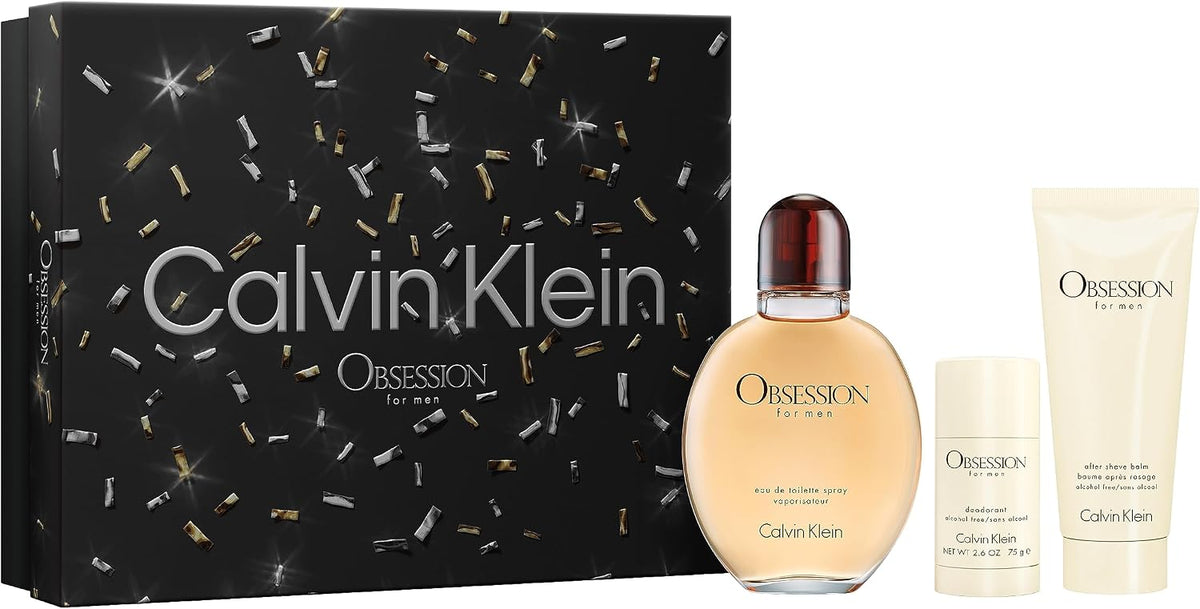 Obsession 3 Pcs Set For Men: 4.2 Eau De Toilette Spray + 3.3 After Shave Balm + 2.6 Deodorant Stick.