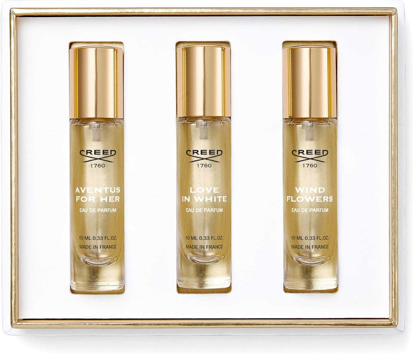 CREED19310FXM24
3508440001146
Creed 3 * 0.33 Eau De Parfum Spray Set For Women: Aventus For Her + Carmina + Wind Flowers