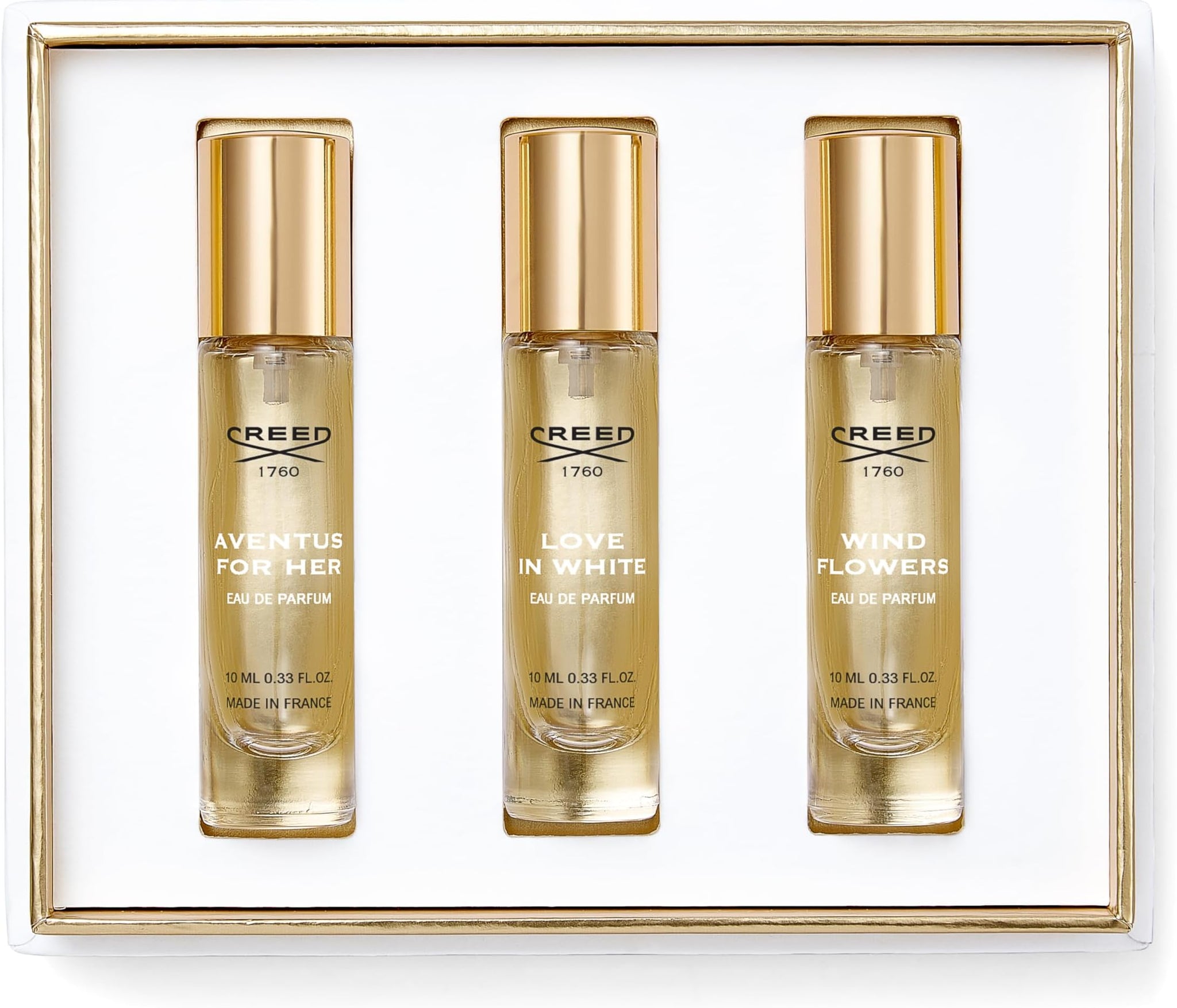 CREED19310FXM24
3508440001146
Creed 3 * 0.33 Eau De Parfum Spray Set For Women: Aventus For Her + Carmina + Wind Flowers