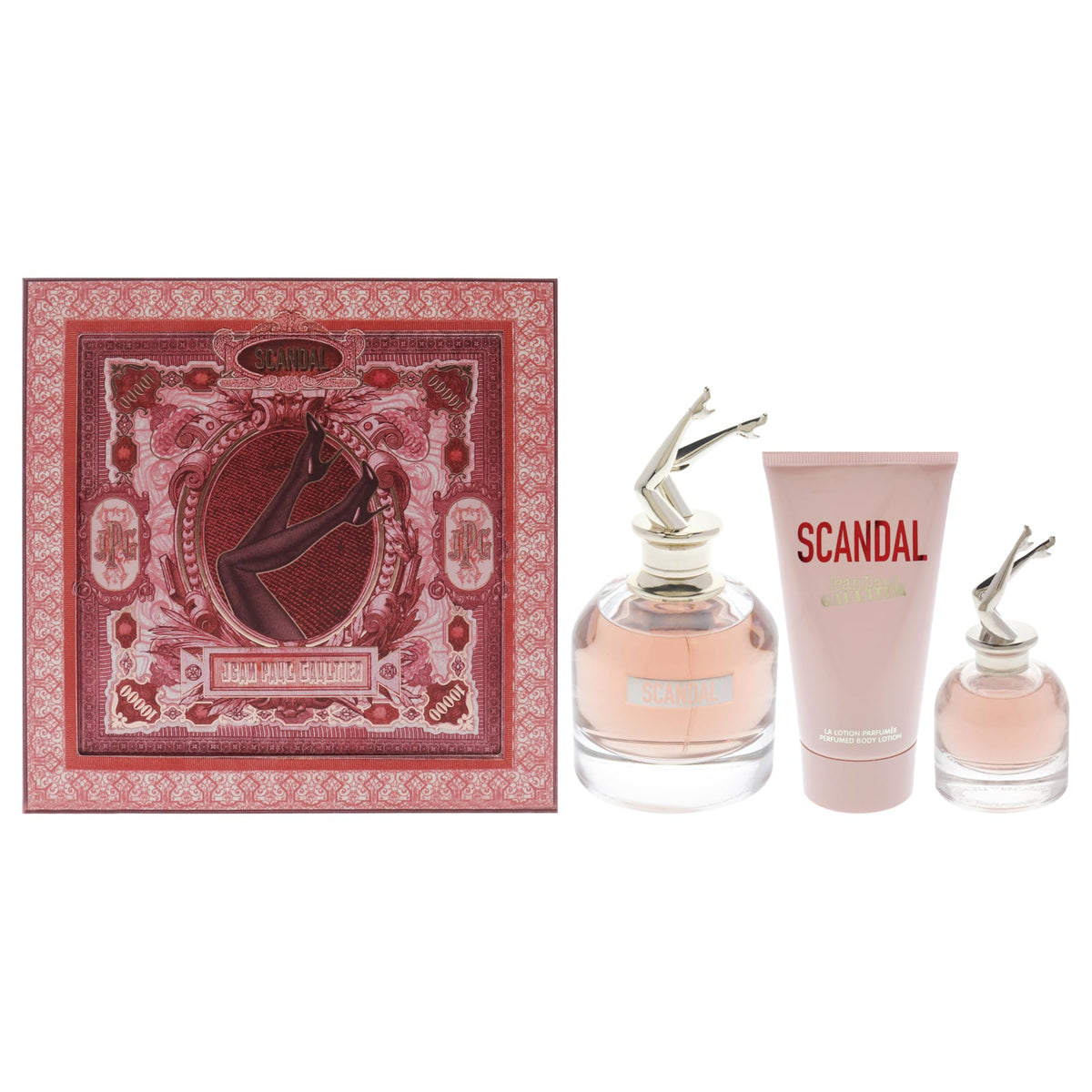 Jean Paul Gaultier Scandal 3 Pcs Set For Women: 2.7 Eau De Parfum Spray + 0.34 Eau De Parfum Spray + 2.5 Body Lotion