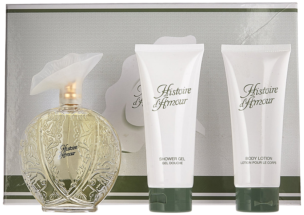 Histoire D'amour 3 Pcs Set For Women: 3.4 Eau De Toilette Spray + 3.4 Body Lotion + 3.4 Shower Gel