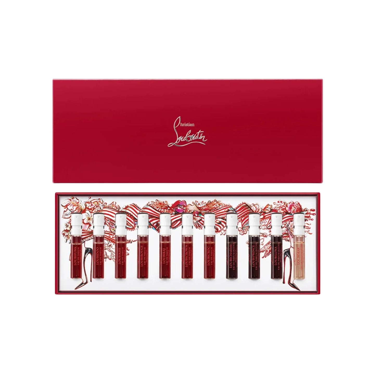 CL65186866
8435415074827
Christian Louboutin 11 * 2 Ml Eau De Parfum Collection Set: Loubifunk + Loubidoo + Loubikiss + Loubirouge + Loubiraj + Loubicrown + Loubicroc + Loubicharme Intense + Loubiprince
Intense + Loubiluna Intense + Loubimar Legere