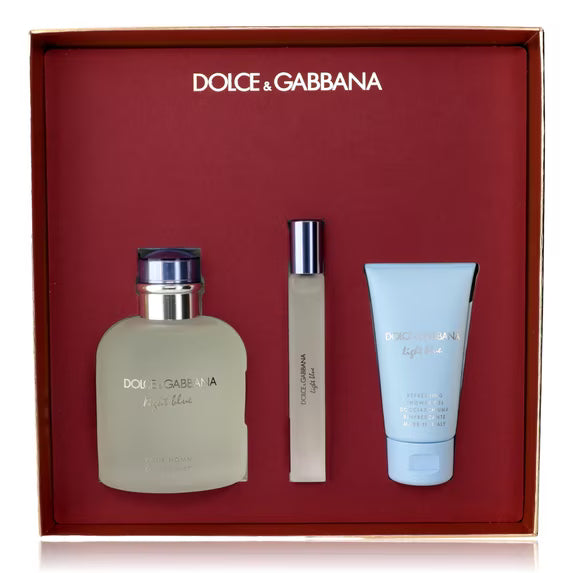 Dolce & Gabbana Light Blue 3 Pcs Set For Men: 3.3 Eau De Toilette Spray + 0.33 Eau De Toilette Spray + 1.69 Shower Gel