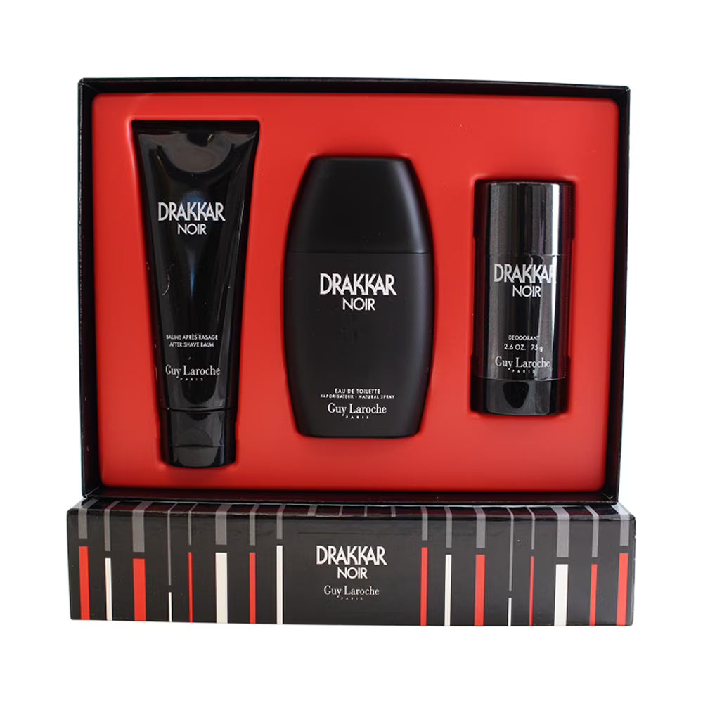 Drakkar Noir 3 Pcs Set For Men: 3.4 Eau De Toilette Spray +3.3 After Shave Lotion + 5.8 Deodorant Spray