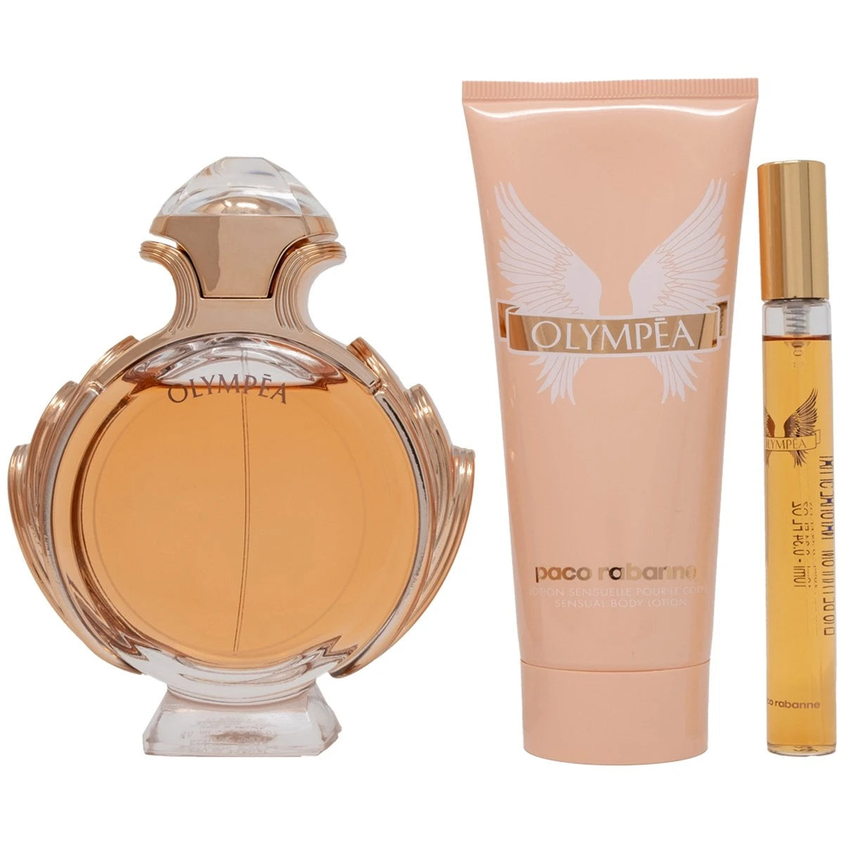 Paco Rabanne Olympea 3 Pcs Set For Women: 2.7 Eau De Parfum Spray + 3.4 Body Lotion + 6 Ml Eau De Parfum Mini