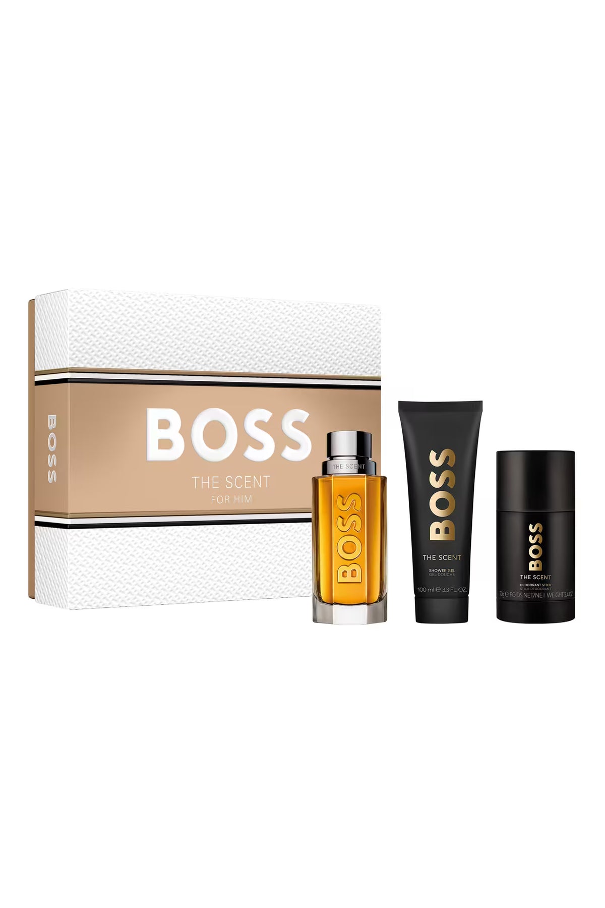 Hugo Boss The Scent 3 Pcs Set For Men: 3.3 Eau De Toilette Spray + 3.3 Shower Gel + 2.4 Deodorant Stick