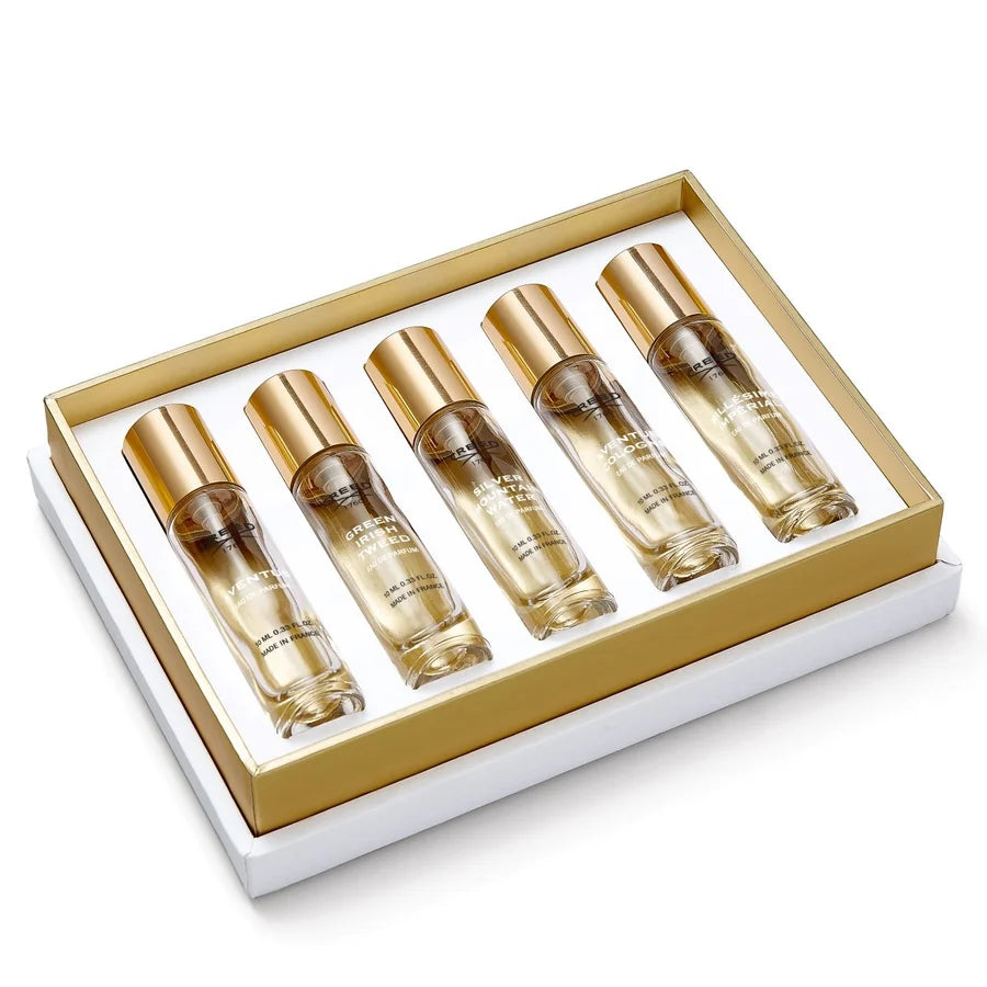 Creed 5 * 0.33 Eau De Parfum Spray Set For Men: Aventus + Aventus Cologne + Green Irish Tweed + Silver Mountain Water + Millesime Imperial