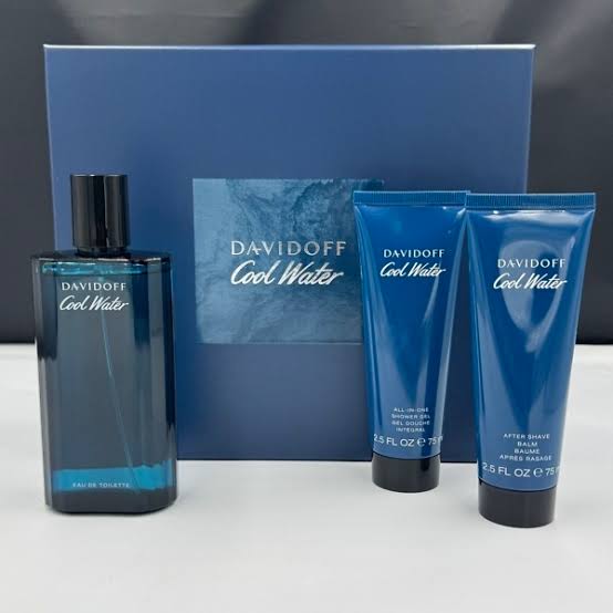Cool Water 3 Pcs Set For Men: 4.2 Eau De Toilette Spray + 2.5 Shower Gel + 2.5 After Shave Balm.