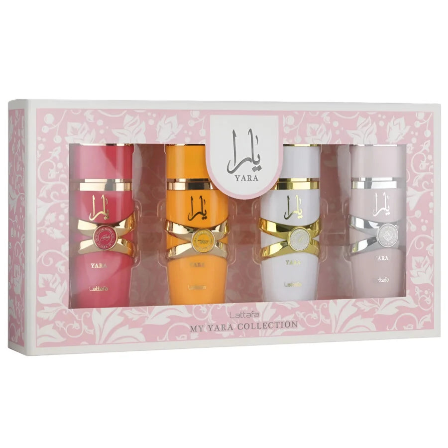 Lattafa Yara 4 Pc Mini Set: 4 * 5 Ml Eau De Parfum Mini Set For Women: Yara + Yara Moi + Yara Tous + Yara Candy