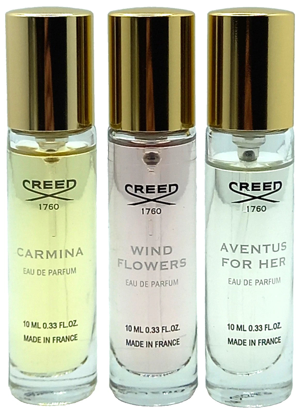 Creed 3 * 0.33 Eau De Parfum Spray Set For Women: Aventus For Her + Carmina + Wind Flowers