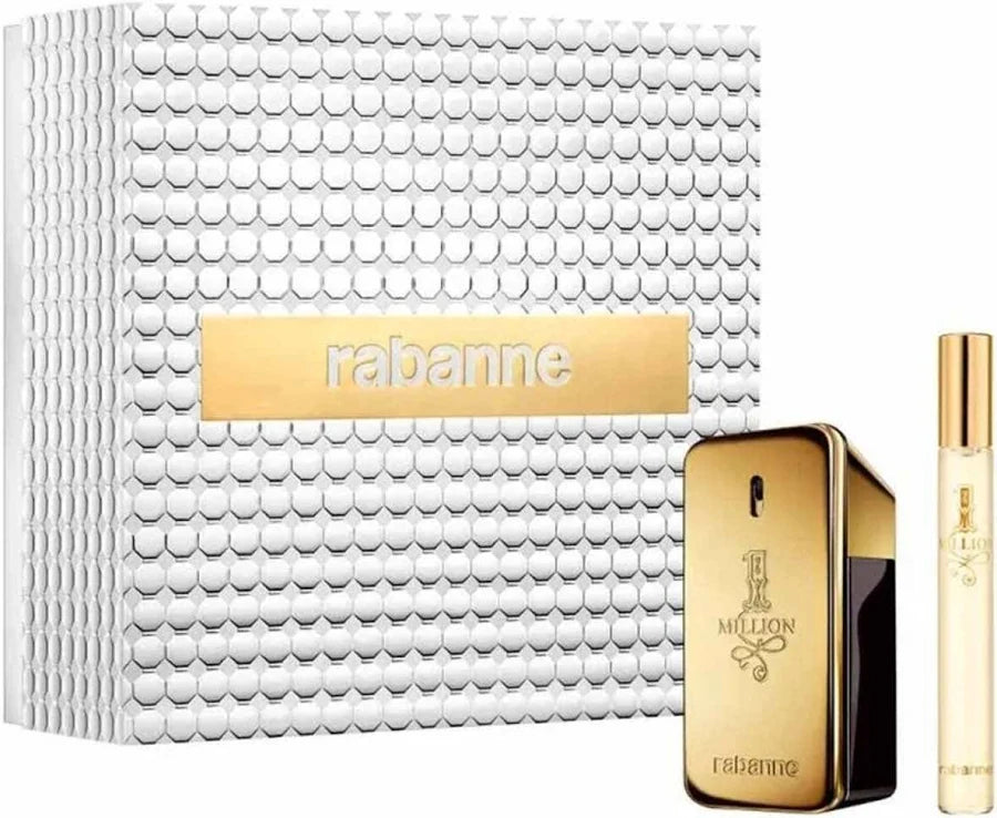 Paco Rabanne One Million 2 Pcs Set For Men: 1.7 Eau De Toilette Spray + 0.34 Eau De Toilette Spray..