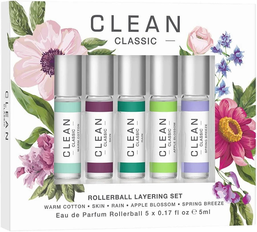 CLE09302600350
874034015039
Clean Classic 5 X 5 Ml Eau De Parfum Rollerball Set: Warm Cotton + Skin + Rain + Apple Blossom + Spring Breeze