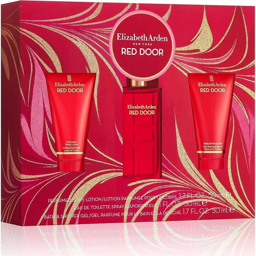 Red Door 3 Pcs Set For Women: 3.3 Eau De Toilette Spray + 3.3 Body Lotion + 3.3 Shower Gel